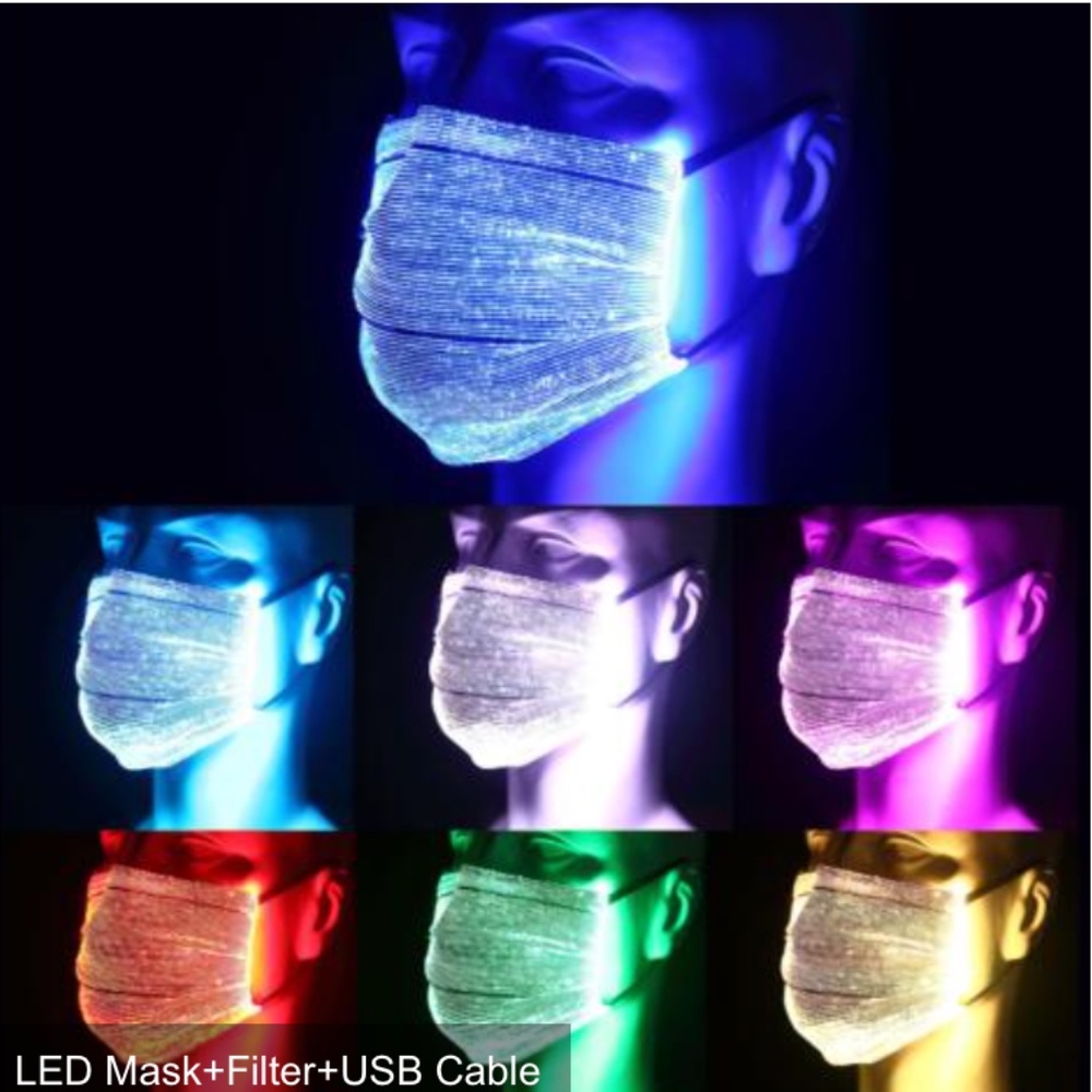 LED Light Up Face Masks-White or Black